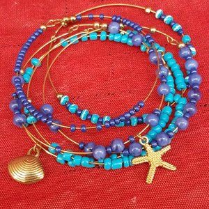 6 pc. Bracelet Set -  Blue beads